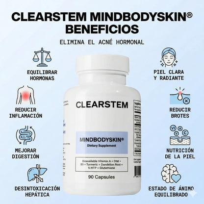 MINDBODYSKIN Clearstem - Acaba con el Acné Hormonal en 7 Días.