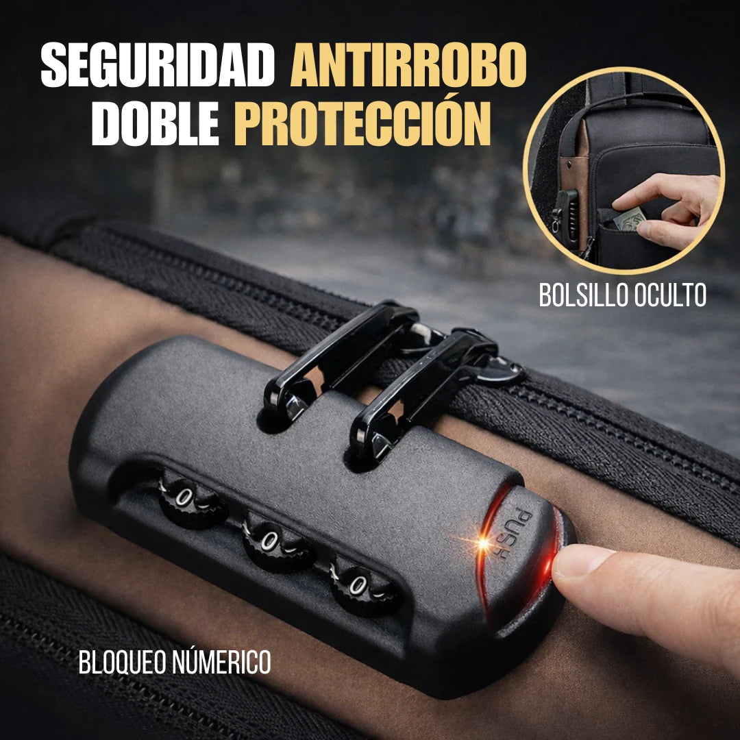 Mochila Antirrobo, Impermeable con Bloqueo y Puerto USB