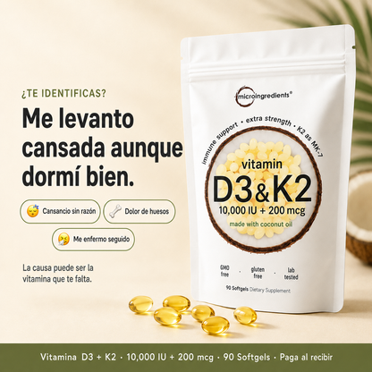 Vitamin™ D3+K2 — Huesos y Musculos Fuertes, Energía Real. (90 SoftGels)
