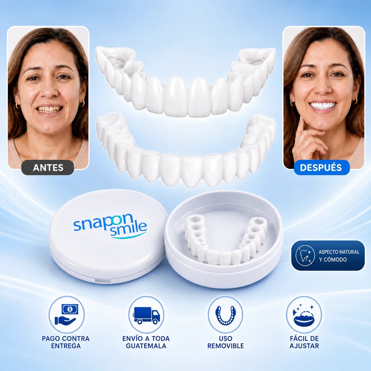 SnapSmile™ — Sonrisa Perfecta en Segundos, Sin Dentista. Par de Carillas