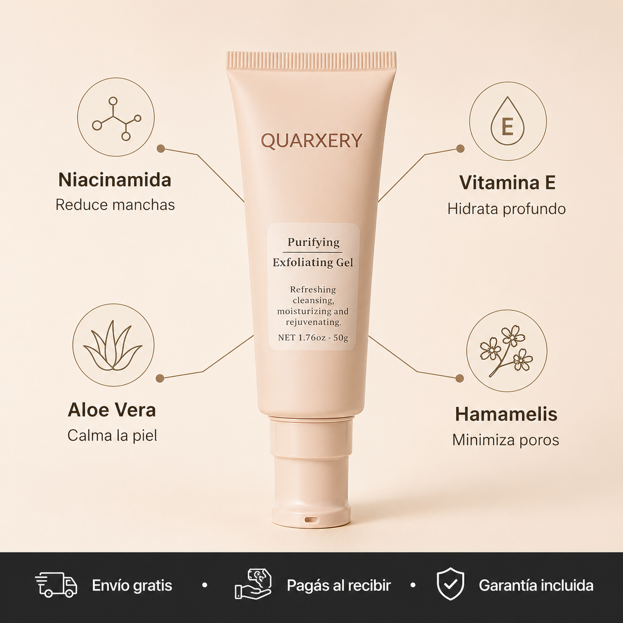 Cansado de esas manchas en el cuello? Gel Exfoliante Quarxery — Elimina la Suciedad Profunda