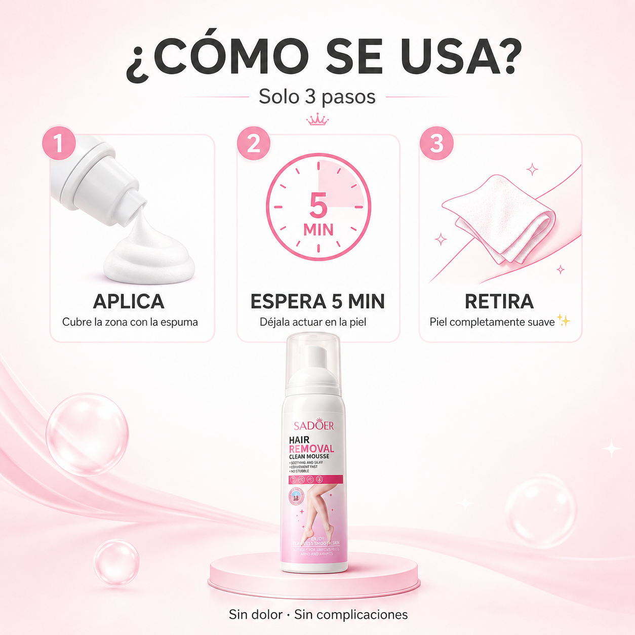 Deja de rasurarte. Depílate sin dolor — Espuma Depilatoria SADOER