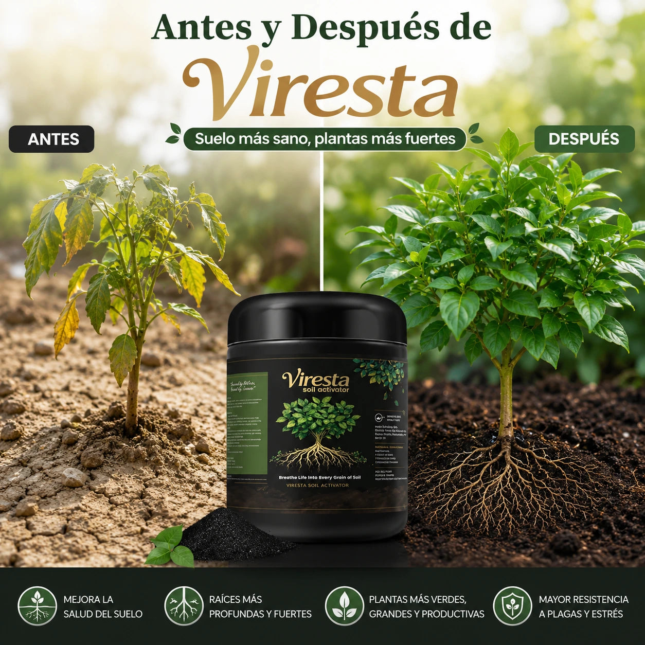 Viresta Soil Activator — Plantas Más Verdes y Fuertes en Días 🌱