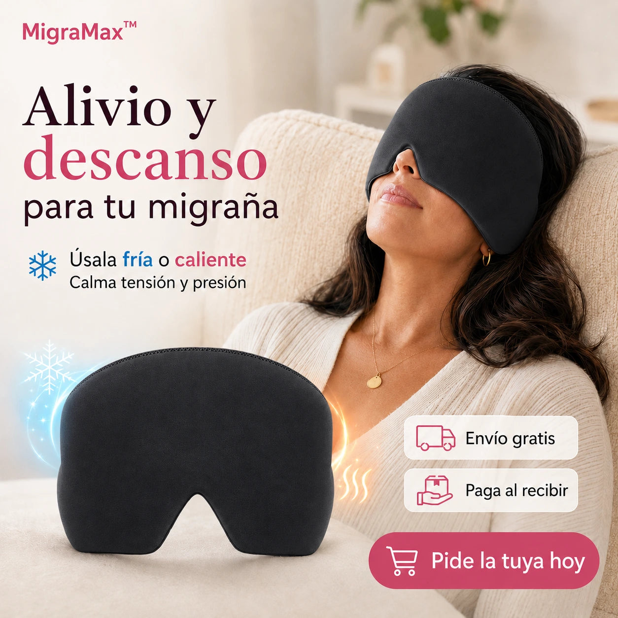 MigraMax™ Mascara de Gel 360° — Migraña Calmada en 15 Minutos 😌