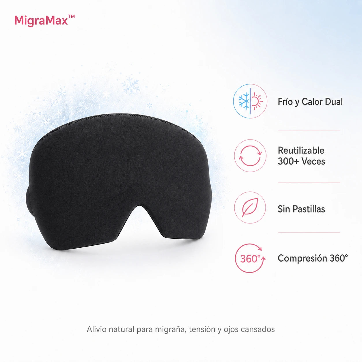 MigraMax™ Mascara de Gel 360° — Migraña Calmada en 15 Minutos 😌